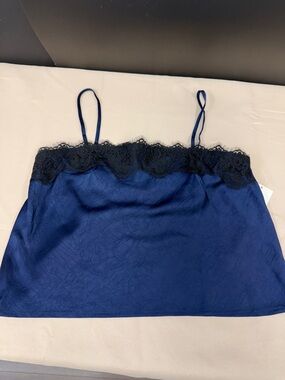 A New Day Navy and black  Satin Lace Trim Cami Top medium new